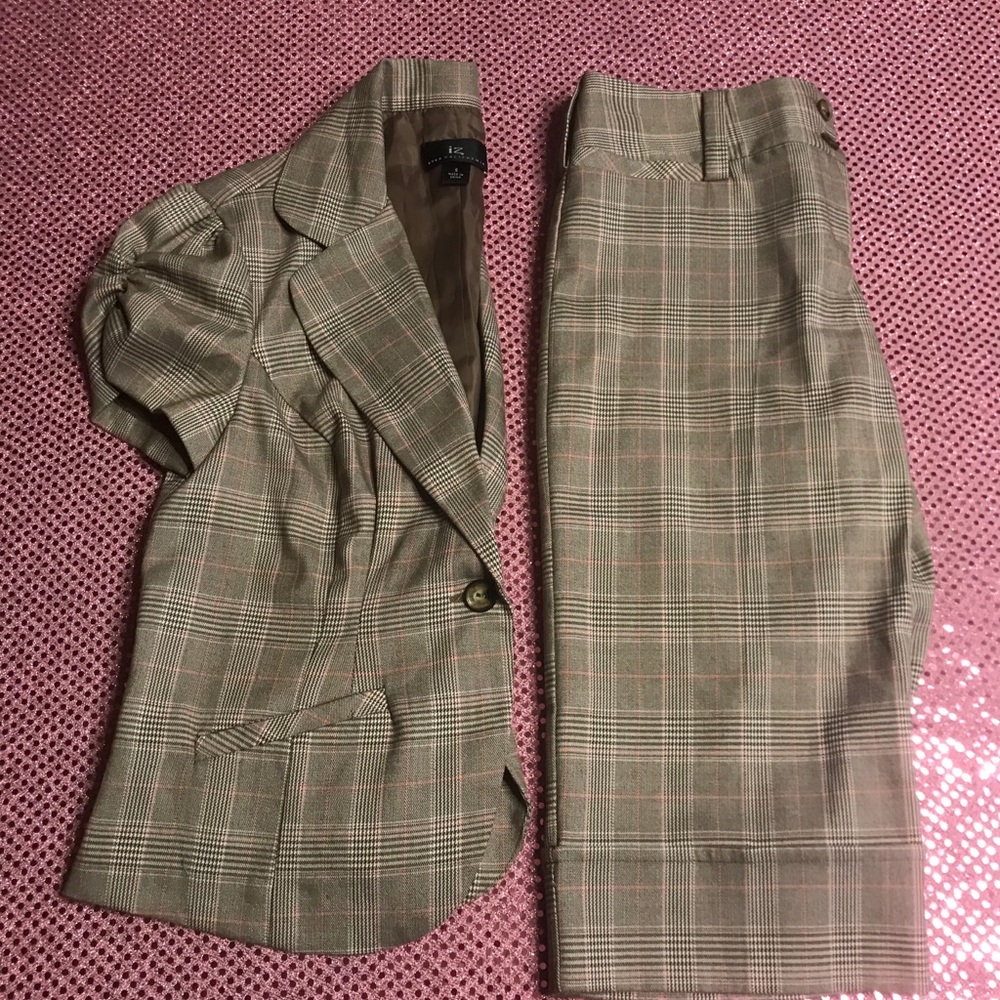IZ Byer California Capri Blazer Suit Brown Juniors - Picture 9 of 12
